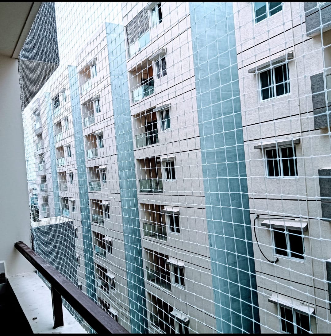 Balcony after invisible grill installation